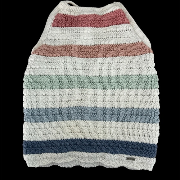 HOLLISTER crotchet knit striped halter top - Picture 1 of 6